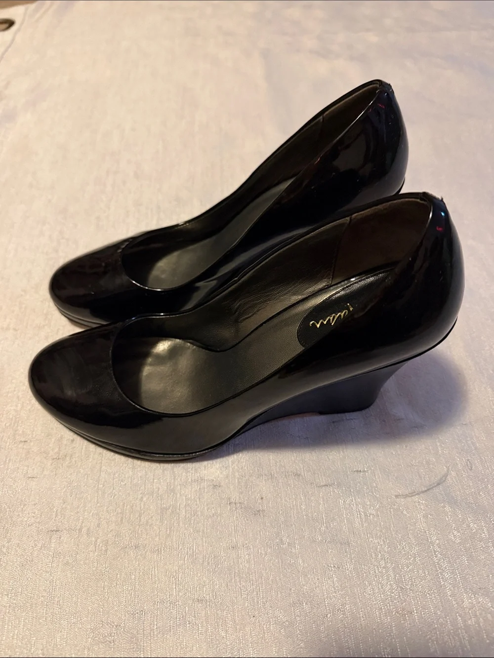 Cole Haan Black Patent Leather Classic Wedges